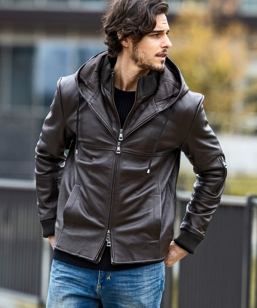 「AKM Contemporary」 レザーブルゾン L ブラック メンズ_画像5