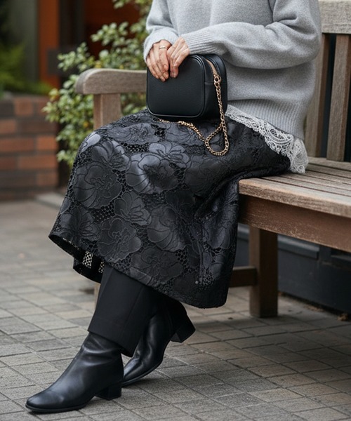 Muscat スカート フェイクレザーレース レイヤードスカート : ZOZOTOWN