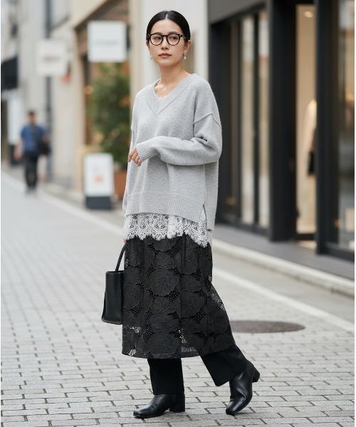 Muscat スカート フェイクレザーレース レイヤードスカート : ZOZOTOWN