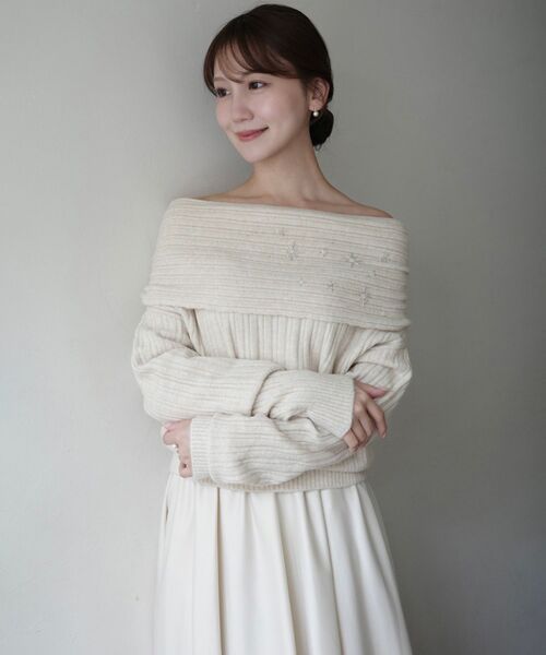 cle blatt ニット セーター シュテルビーズオフショルダーニット