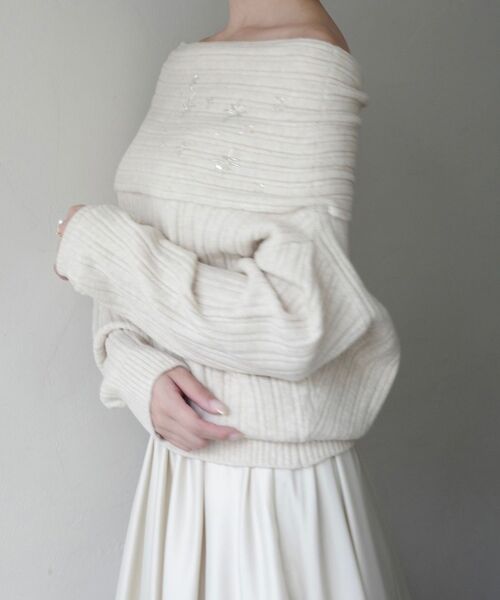 cle blatt ニット セーター シュテルビーズオフショルダーニット