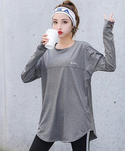 「HYSSHOP」 長袖カットソー M グレー レディース_画像2