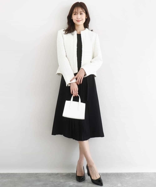 値下げ　maje ノーカラージャケット 38 ホワイト THE SHOP TK ジャケット ノーカラージャケット 入園式 卒園式 「ONOFF