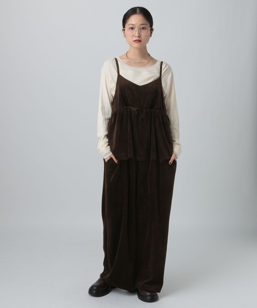 LEPSIM（レプシィム） サロペット オーバーオール ベロアキャミ