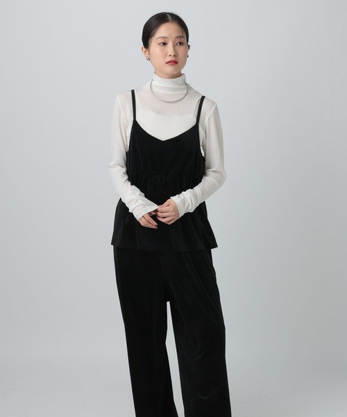 レプシィム　ベロアキャミサロペット LEPSIM（レプシィム） サロペット オーバーオール ベロアキャミ