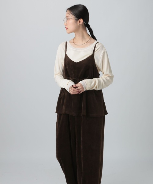 レプシィム　ベロアキャミサロペット LEPSIM（レプシィム） サロペット オーバーオール ベロアキャミ