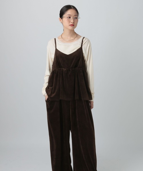 LEPSIM（レプシィム） サロペット オーバーオール ベロアキャミ