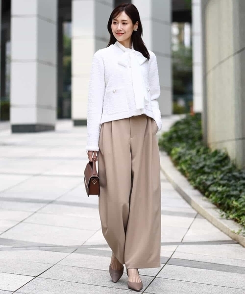 【美品】 FOXEY ノーカラージャケット 40 オフホワイト ツイード ニット Mila Owen（ミラオーウェン） ジャケット ノーカラージャケット ニット