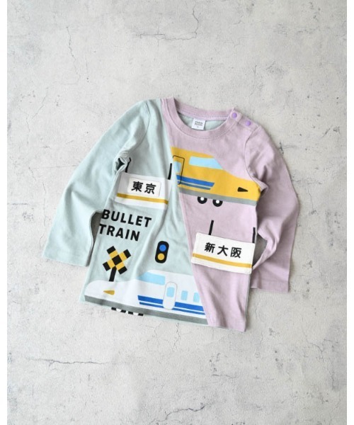 CHEEK ROOM（チークルーム） tシャツ 駅と新幹線ロングTシャツ キッズ 