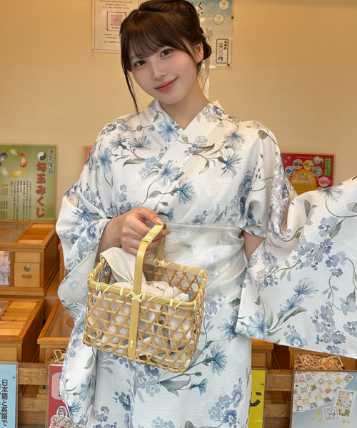 Ada. 浴衣 着付けのいらない 浴衣 3点セット フリルショルダー 「2WAY