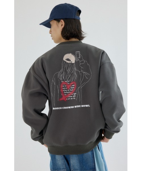 RODEO CROWNS ブラック スウェット M、デニムパンツ RODEO CROWNS WIDE BOWL（ロデオクラウンズワイドボウル） スウェット