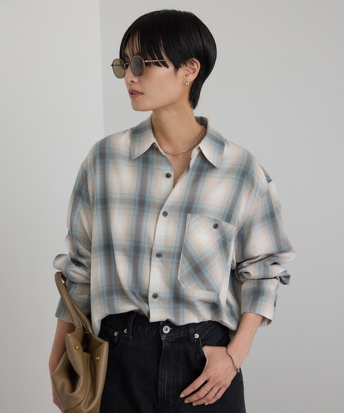 【新品タグ付】SALON adam et rope'チェック柄シャツワンピース ADAM ET ROPE'（アダムエロペ） ワンピース チェックワンピース