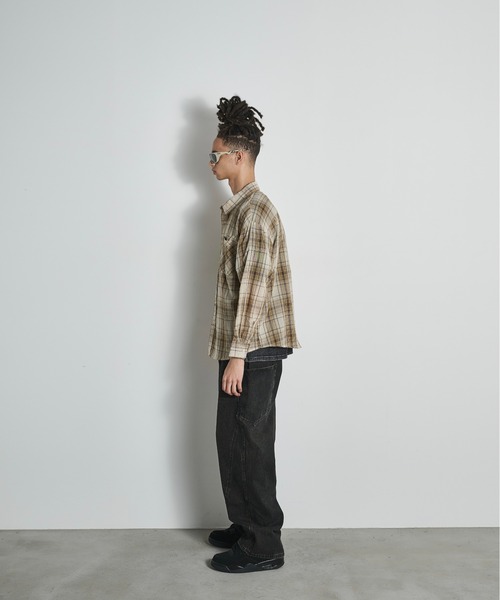 BLANK HOTEL シャツ Shadow Plaid Cotton Sheer Shirt / コットン