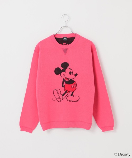 【ピンク】MICKEY/ミッキー/スウェットライクニット B.C STOCK（ベーセーストック） セーター ニット MICKEY/ミッキー