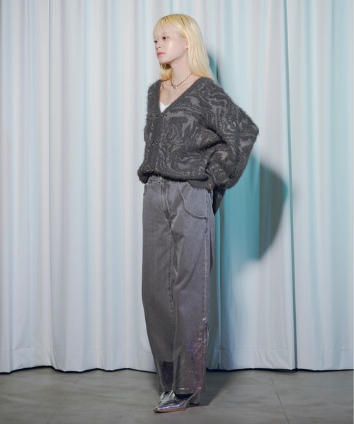 「Ezick」 ニットカーディガン FREE ブラック レディース_画像3