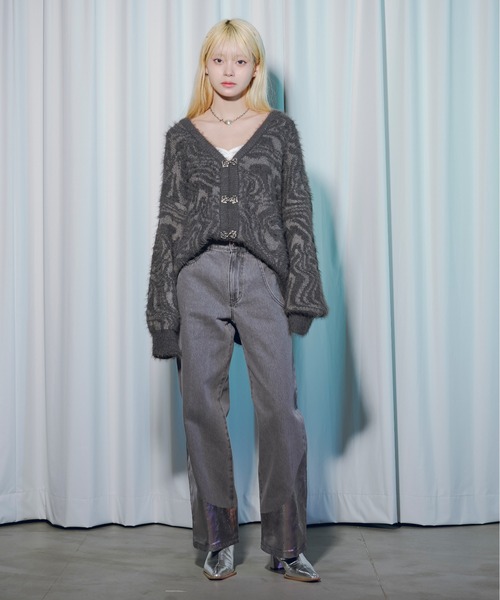 「Ezick」 ニットカーディガン FREE ブラック レディース_画像4