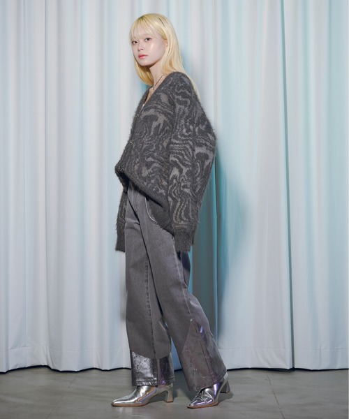 「Ezick」 ニットカーディガン FREE ブラック レディース_画像5