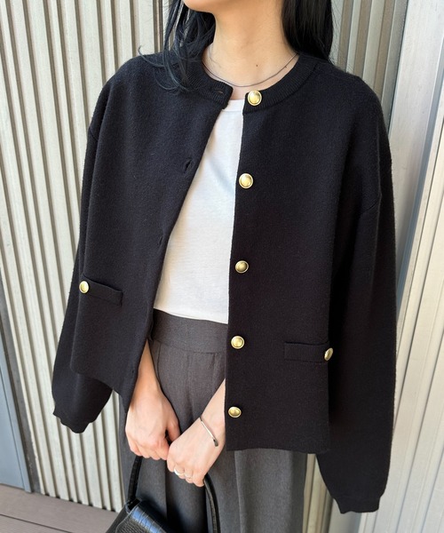 「RANAN」 ニットカーディガン M ブラック レディース_画像5