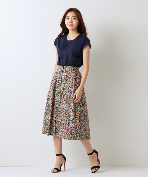 「AMACA」 フレアスカート 38 ダークネイビー レディース_画像2