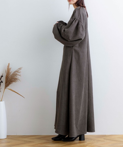 「NOAHL」 長袖ワンピース M グレイッシュベージュ レディース_画像7