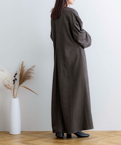 「NOAHL」 長袖ワンピース M グレイッシュベージュ レディース_画像8