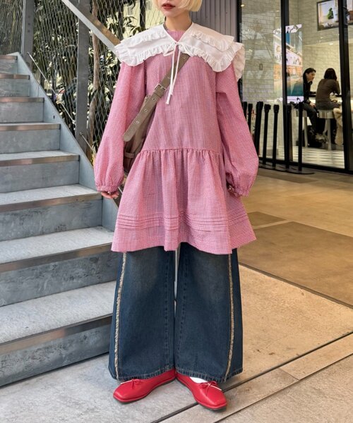 w closet(ダブルクローゼット) スカート 衿付きミニワンピース w closet(ダブルクローゼット) スカート 衿付きミニワンピース