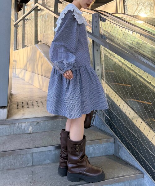 w closet（ダブルクローゼット） スカート 衿付きミニワンピース