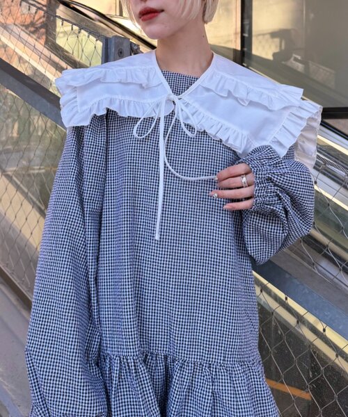 w closet（ダブルクローゼット） スカート 衿付きミニワンピース