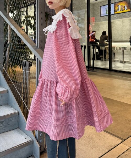 w closet（ダブルクローゼット） スカート 衿付きミニワンピース