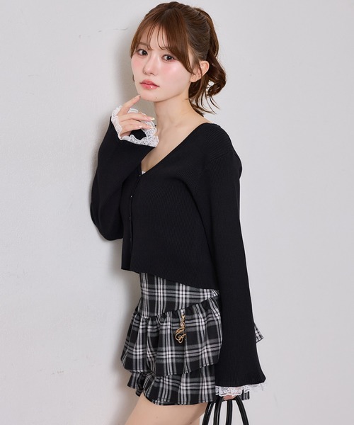 ♡週末限定お値下げ価格♡芽風トップス　カーディガン one after another NICE CLAUP カーディガン 袖レースカーディガン