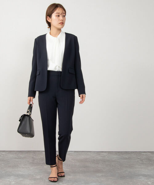 「NOLLEY'S」 ノーカラージャケット 36 ネイビー レディースの画像