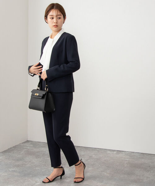 「NOLLEY'S」 ノーカラージャケット 36 ネイビー レディースの画像