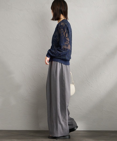 ニット セーター 「WEB限定」「mizuiro ind/ミズイロインド」 メッシュ刺繍クルーカーディガン レディースの画像