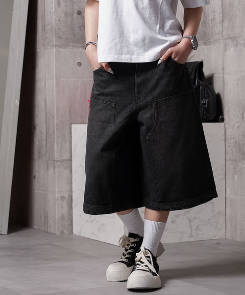ハーフパンツ ワイドパンツ ジーンズ 12oz デニム ダブルニージョーツ