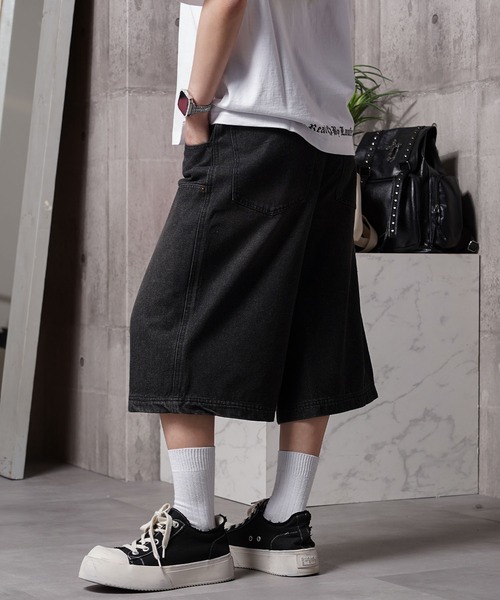 ハーフパンツ ワイドパンツ ジーンズ 12oz デニム ダブルニージョーツ