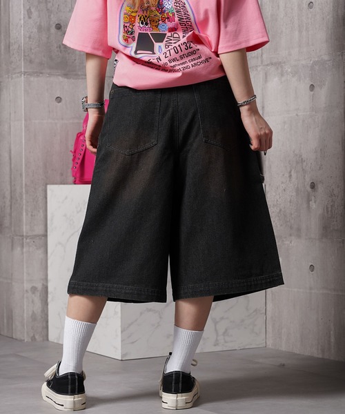 ハーフパンツ ワイドパンツ ジーンズ 12oz デニム ダブルニージョーツ