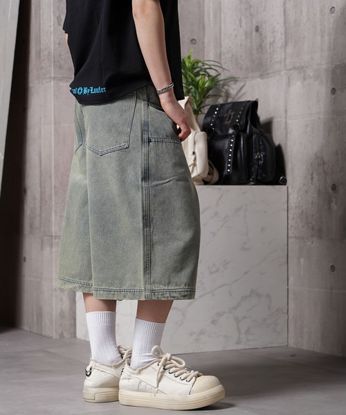 ハーフパンツ ワイドパンツ ジーンズ 12oz デニム ダブルニージョーツ