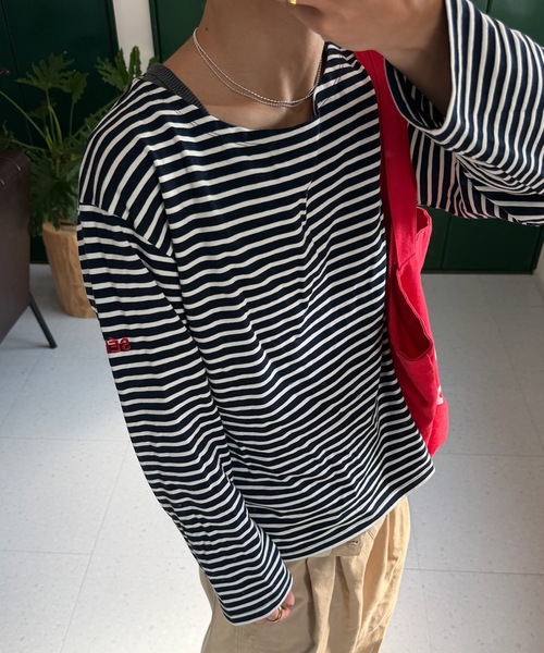 tシャツ 「ユニセックス」バックネックブランドタグボーダーロンT メンズ レディース | SELAN | 02