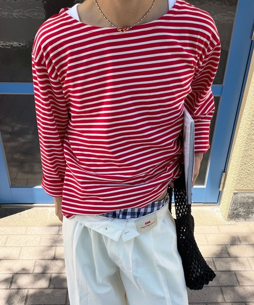 tシャツ 「ユニセックス」バックネックブランドタグボーダーロンT メンズ レディース | SELAN | 03