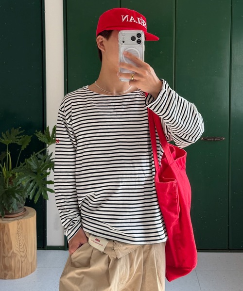 tシャツ 「ユニセックス」バックネックブランドタグボーダーロンT メンズ レディース | SELAN