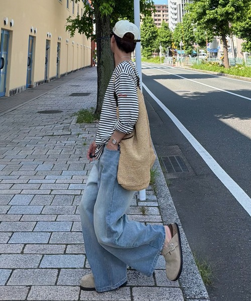 tシャツ 「ユニセックス」バックネックブランドタグボーダーロンT メンズ レディース | SELAN | 06