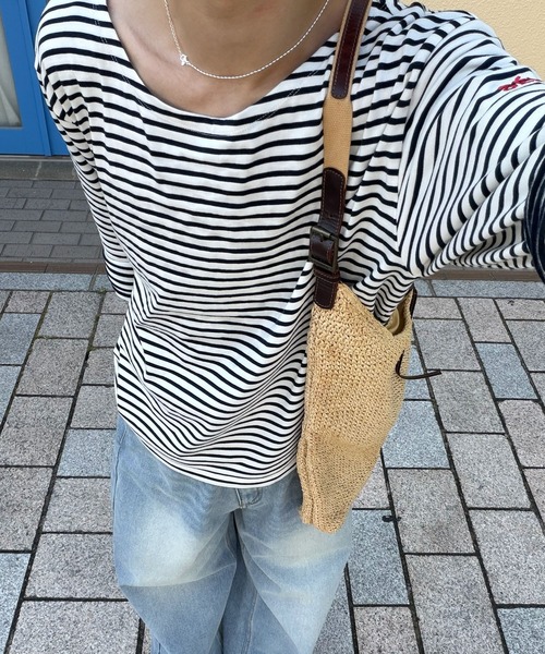 tシャツ 「ユニセックス」バックネックブランドタグボーダーロンT メンズ レディース | SELAN | 11