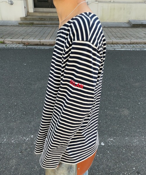 tシャツ 「ユニセックス」バックネックブランドタグボーダーロンT メンズ レディース | SELAN | 18