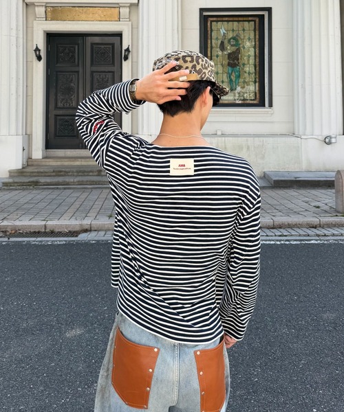 tシャツ 「ユニセックス」バックネックブランドタグボーダーロンT メンズ レディース | SELAN | 16