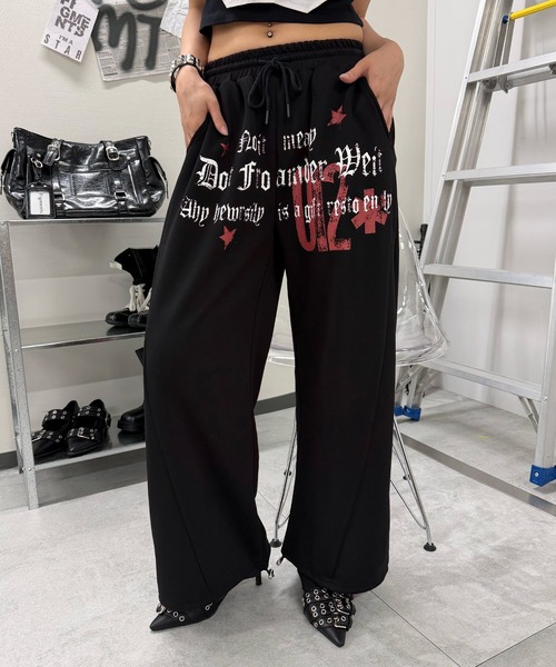パンツ Y2Kフロント＆バックプリントスウェットパンツ レディース