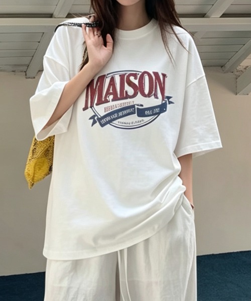 tシャツ 半袖 「4 デザイン展開」ホワイト白レトロ英字イラスト