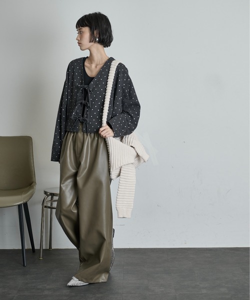 極美品✨セオリー ノーカラー ツイードクロップドジャケット ブラック サイズ8 THE Yon ジャケット ノーカラージャケット 2wayグリッタードット