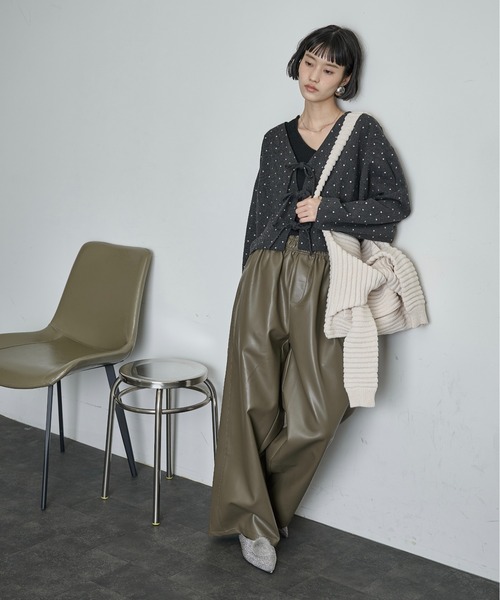 THE Yon ジャケット ノーカラージャケット 2wayグリッタードット