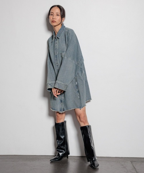 HEREIAM ワンピース 「HEREIAM」コクーンデニムシャツワンピース