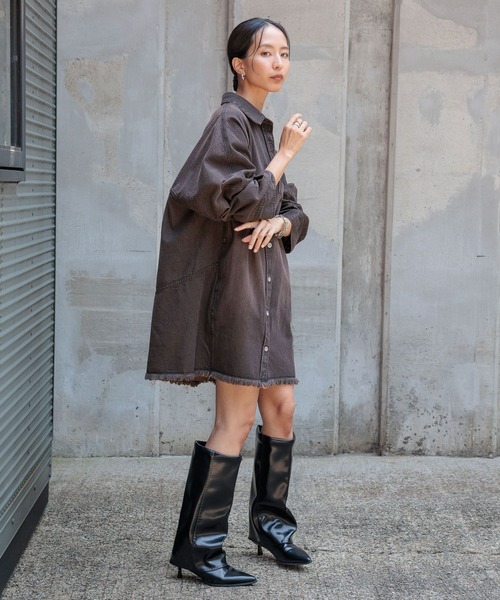 HEREIAM ワンピース 「HEREIAM」コクーンデニムシャツワンピース